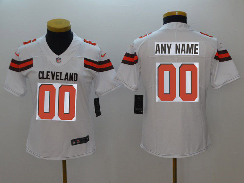 Women Cleveland Browns Custom  White Nike Vapor Untouchable Playe NFL Jerseys